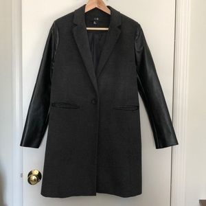 Forever 21 long jacket with leather look sleeves